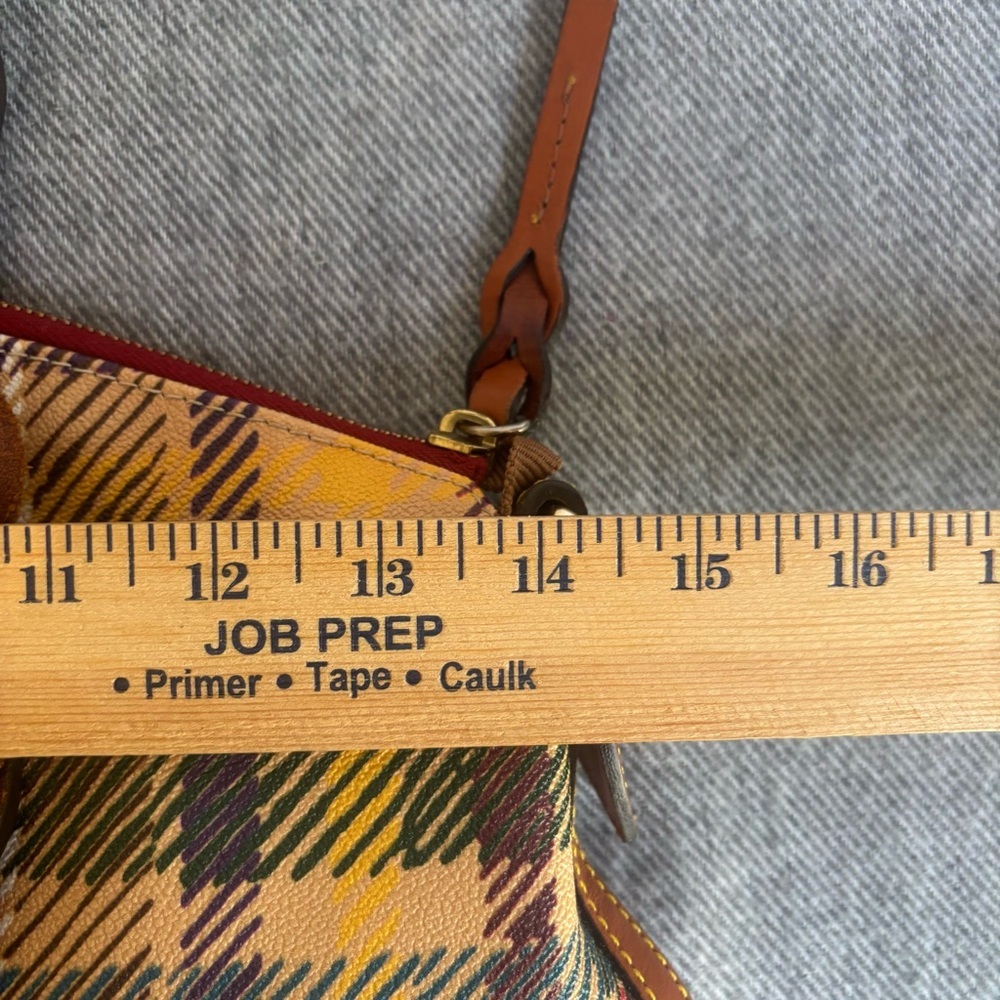 Dooney & Bourke Plaid Satchel in Yellow, Green, Burgundy & Tan - Picture 11 of 16